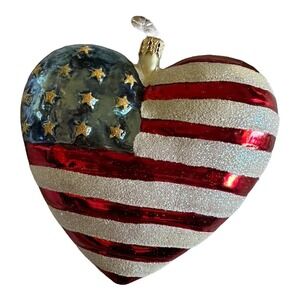 Christopher Radko Brave Heart American Flag Christmas Ornament